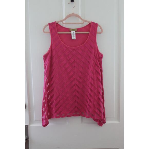 Women's Valerie Stevens Size Medium Tank Top with overlay Beautiful Pink - Picture 3 of 5